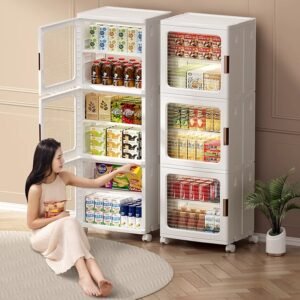 24-65cm Transparent Foldable Children's Bookcase Simple Wardrobe Storage Cabinet Toy Storage Cabinet Kitchen Shelf