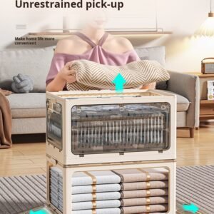 Storage Boxes for Home Wardrobes, Clothing, Bedding, and Books - Transparent Plastic Folding Storage Boxes