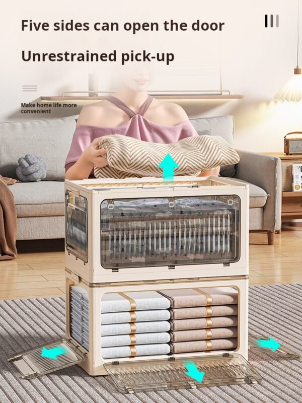 Storage Boxes for Home Wardrobes, Clothing, Bedding, and Books - Transparent Plastic Folding Storage Boxes
