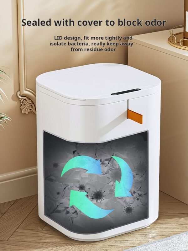 New Smart Trash Can with Lid, Sensor-Activated, for Home Living Room, Luxury Bathroom, Kitchen, and Restroom, Fully Automatic Electric - Image 3