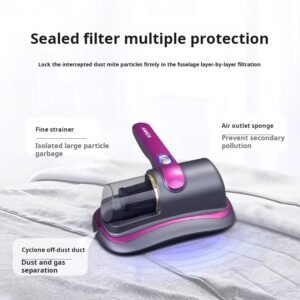 Wireless Cyclone Dust Mite Remover with Strong Suction and Sterilization Function, Handheld Vacuum Cleaner for Bedding and Home Use